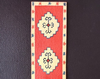 Hand Painted Bookmark | Armenian Rug Design | Gouache Art | Watercolor Art | Armenian Art | Armenian Rug | Bookmarks | Armenian Pattern