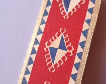Hand Painted Bookmark | Armenian Rug Design | Gouache Art | Watercolor Art | Armenian Art | Armenian Rug | Bookmarks | Armenian Pattern