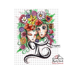 Digistamp Zodiac Sign Gemini with Digipapers