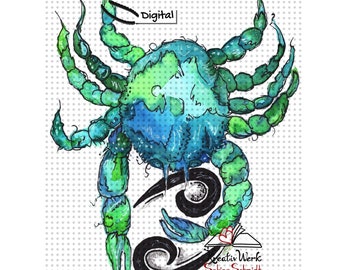 Digistamp Zodiac Sign Cancer with Digipapers