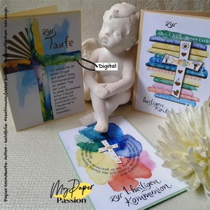 3er Bundle Aquarell-Karten für Kommunion, Konfirmation, Taufe, Firmung und Jugendweihe