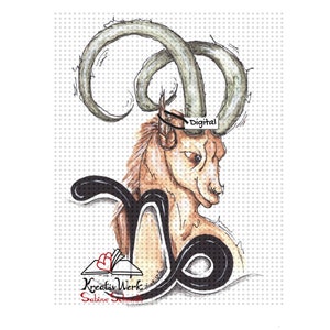 Digistamp Zodiac Steenbok met Digipapiers