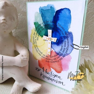 Color circle card with saying for communion, confirmation, baptism, confirmation and youth consecration