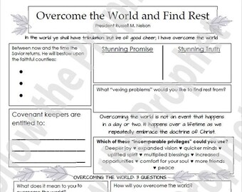 Presidente Nelson: Supere o mundo e encontre descanso - PLANILHA E RESUMO DA LIÇÃO