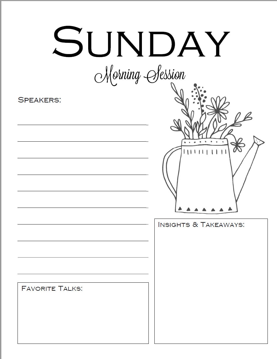 Printable LDS General Conference Note Journal Pages for Adults and ...