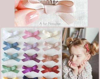 Gentle hand tied ribbon bow hair clips for babies and toddlers with fine hair