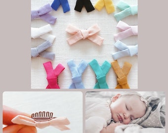 Mini gentle baby hair clips for babies with fine hair in Liberty of London solid colors