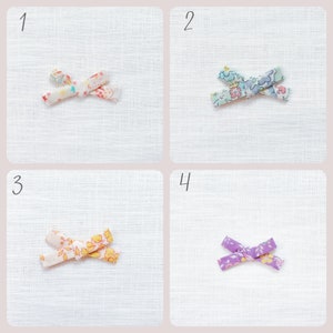 Mini gentle baby hair clips for babies with fine hair in Liberty of London prints image 3