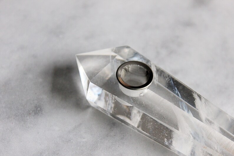 Clear Quartz Pipe Healing Smoking Pipe Ceremonial Crystal Etsy