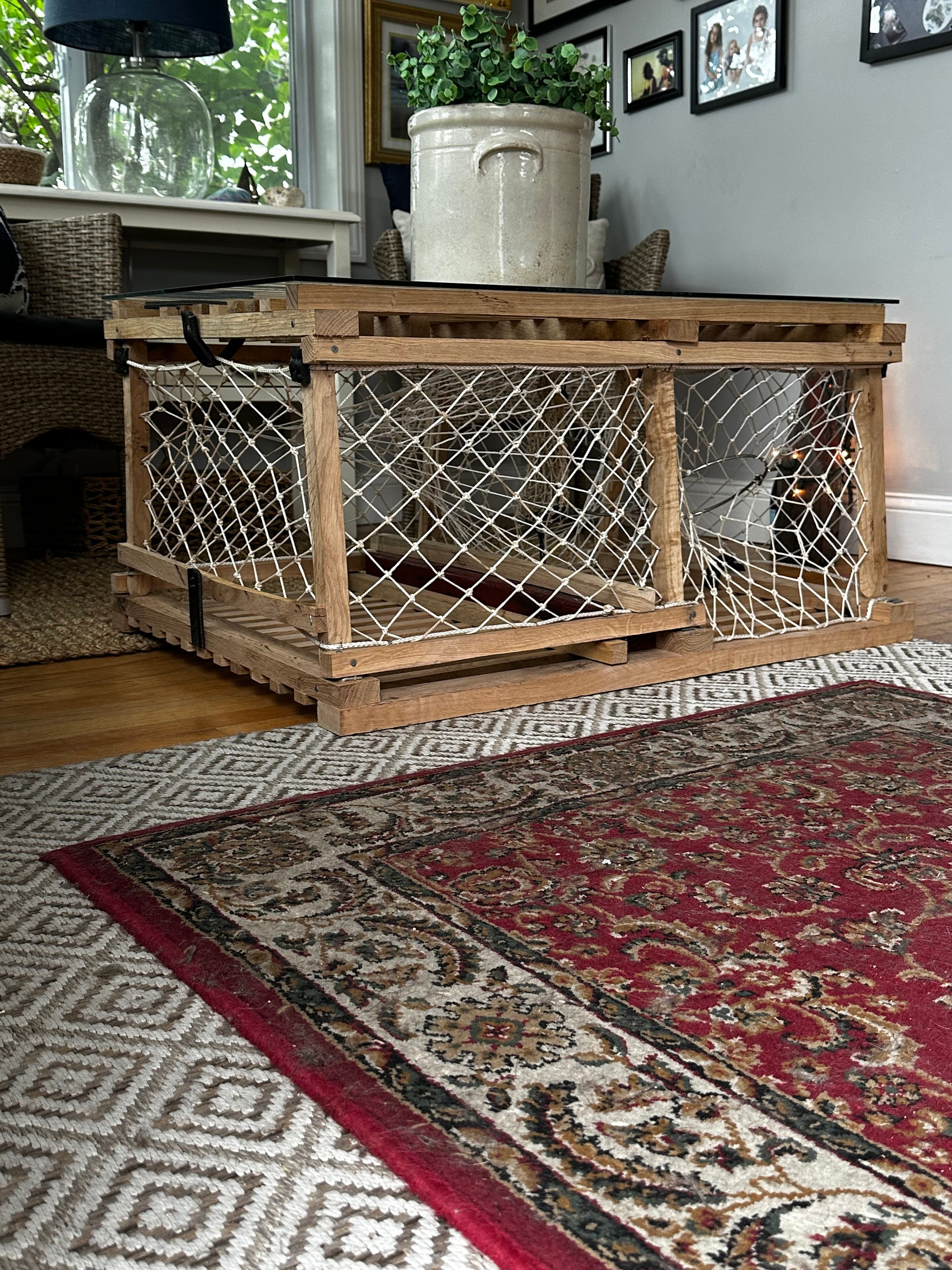 Costal Authentic Solid White Oak Wooden Lobster Trap Coffee Table Etsy