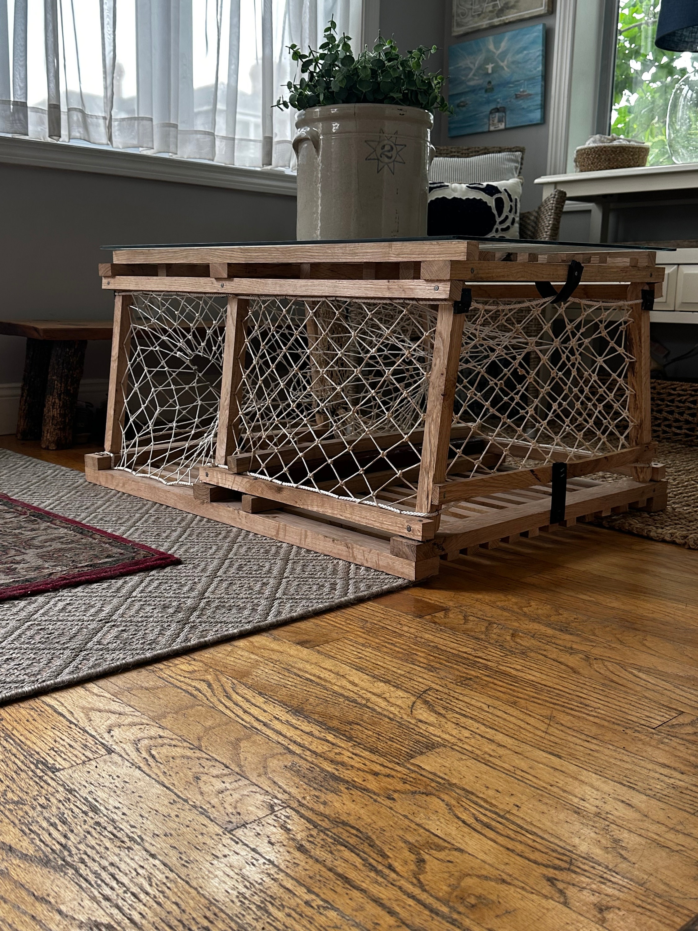 Costal Authentic Solid White Oak Wooden Lobster Trap Coffee Table Etsy