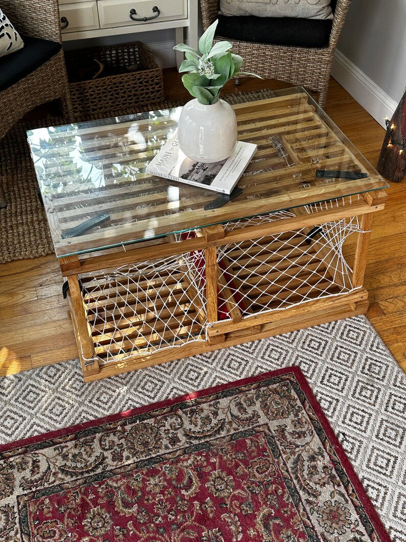 Costal Authentic Solid White Oak Wooden Lobster Trap Coffee Table Etsy