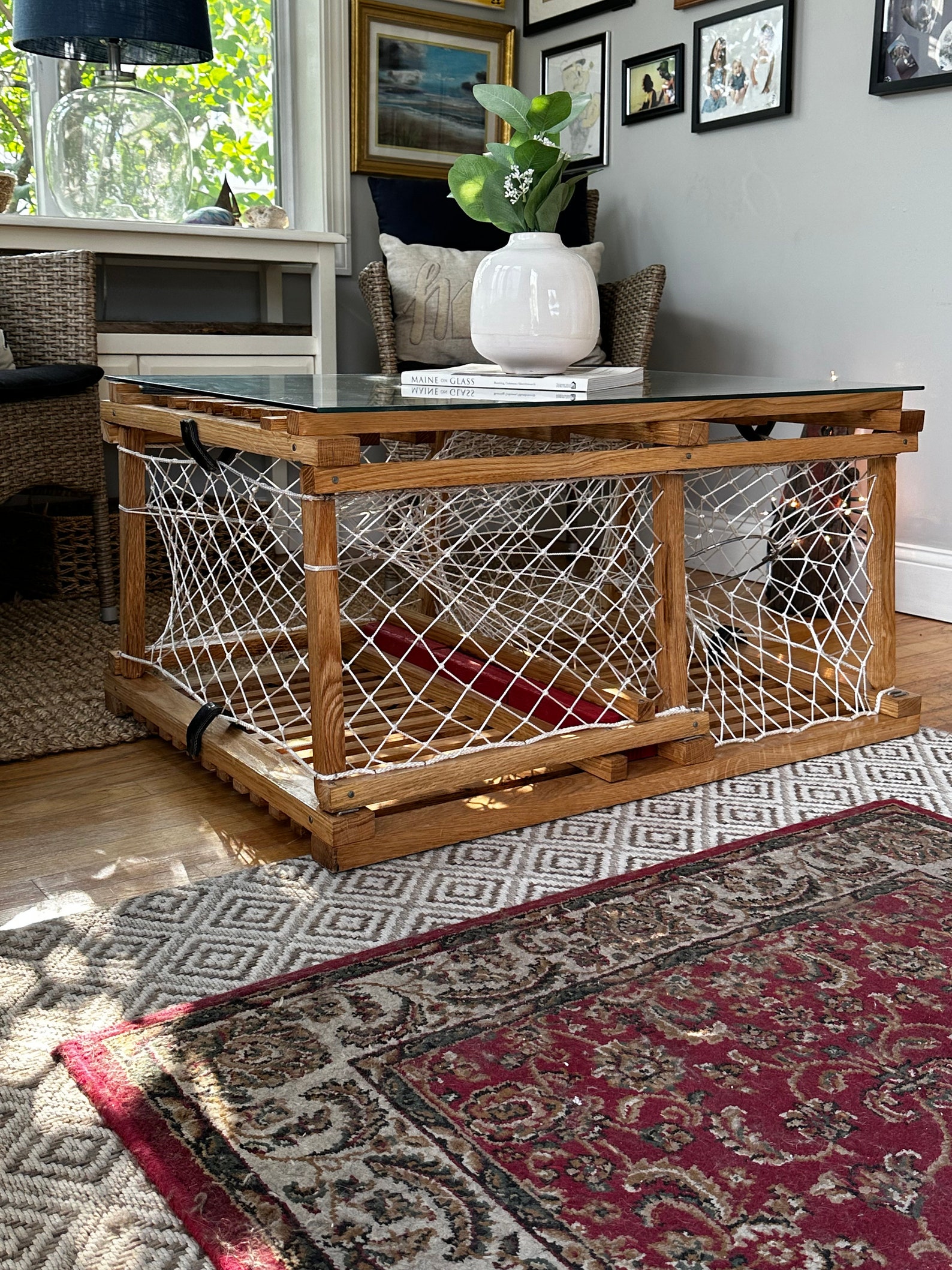 Costal Authentic Solid White Oak Wooden Lobster Trap Coffee Table Etsy