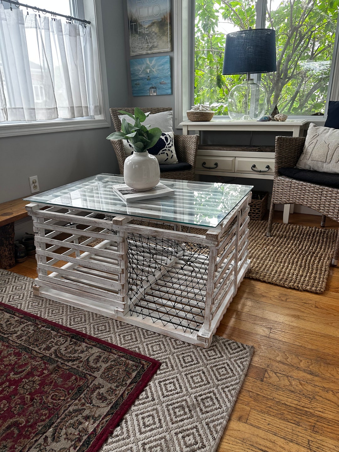 Costal Wooden Lobster Trap Coffee Table Etsy
