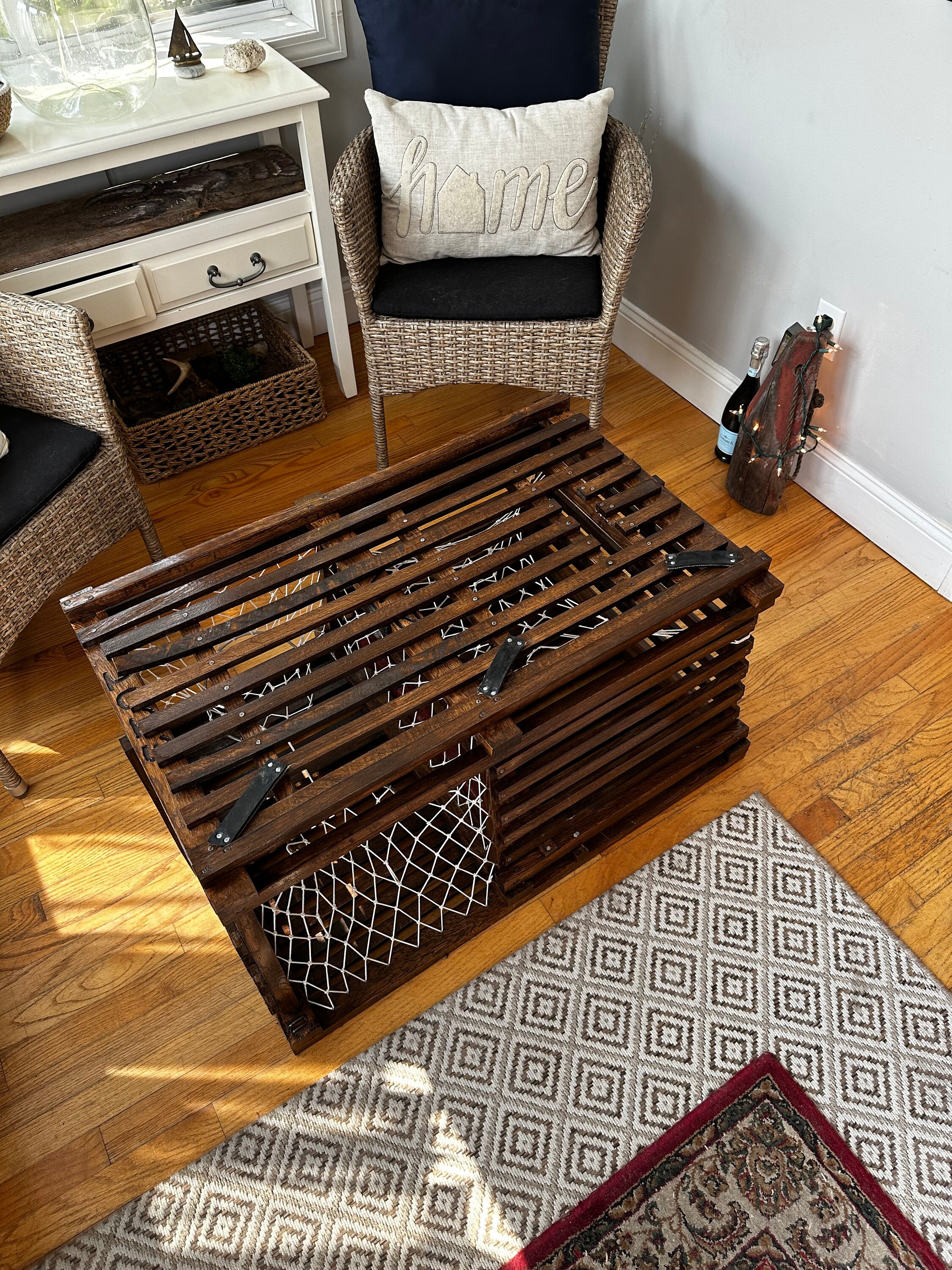 Solid White Oak Wooden Lobster Trap Coffee Table Etsy