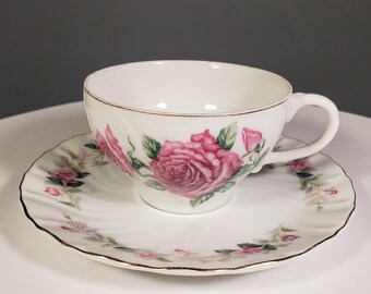 Ecko Products Rose Tea Cup and Saucer Vintage