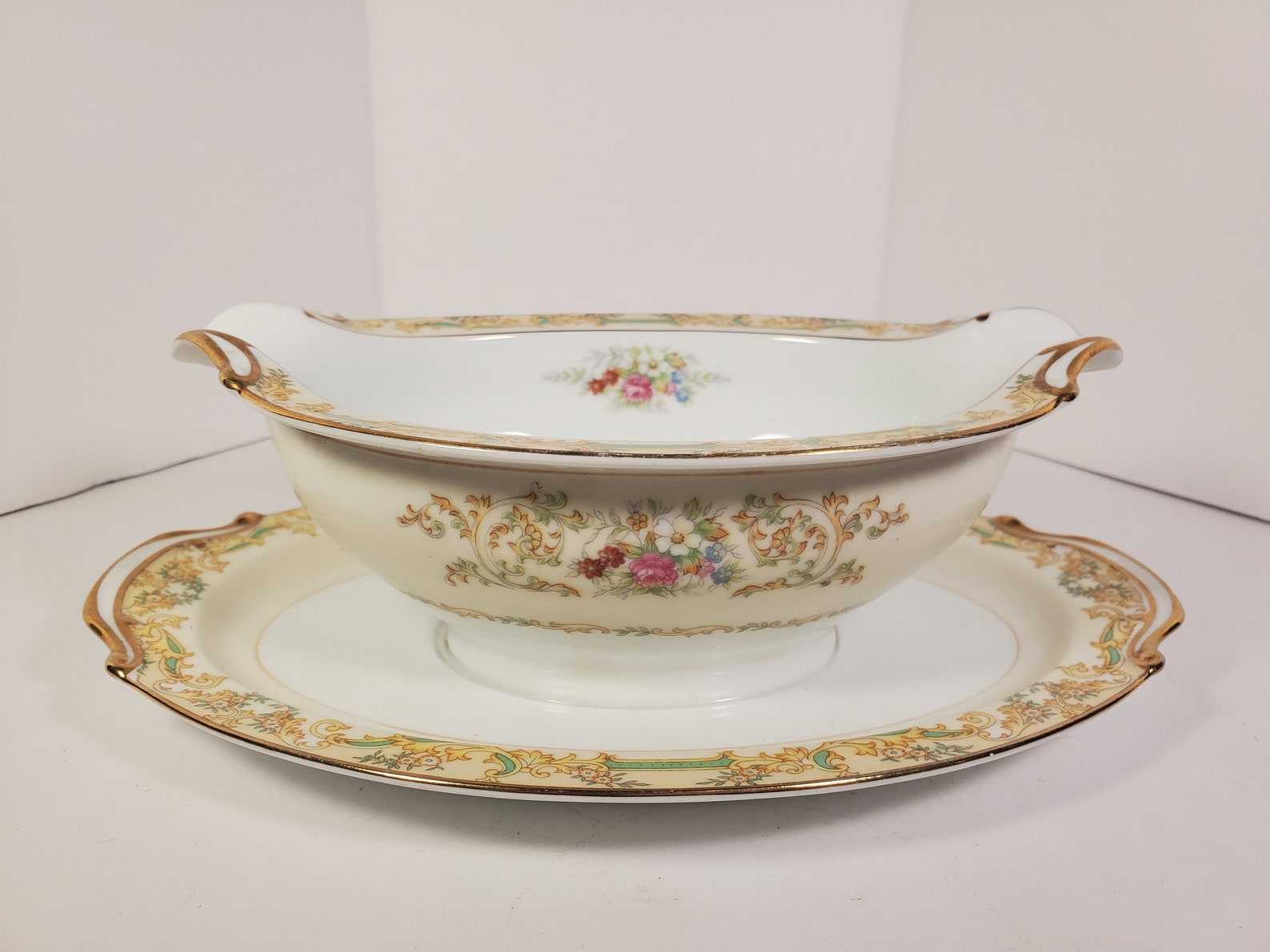 Vintage Noritake Gravy Bowl Floral Gold and Yellow Etsy