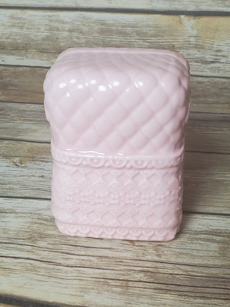 Vintage Napcoware Japan Pink Baby Girl Nursery Planter Bassinet Floral