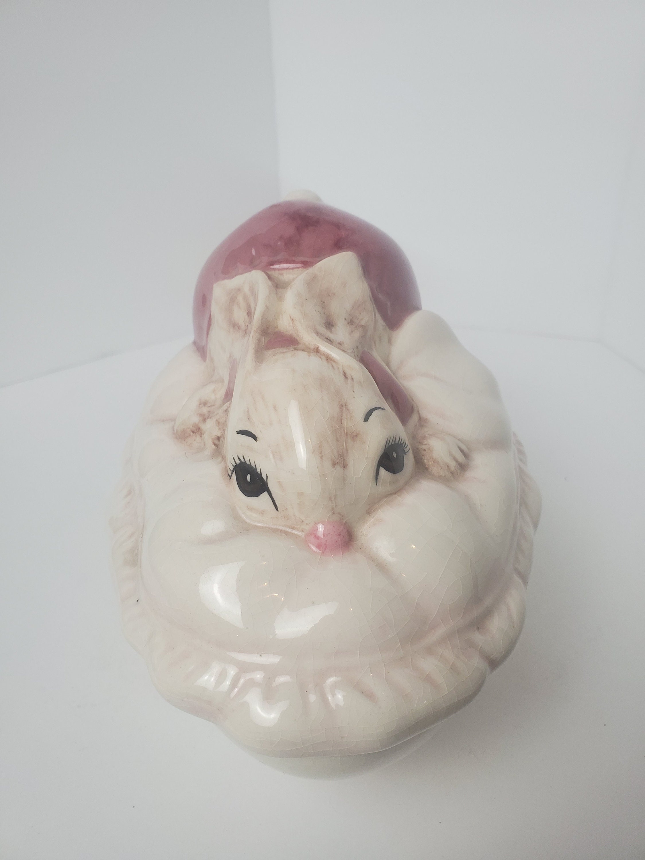 Vintage Handpainted Ceramic Bunny Jar Etsy