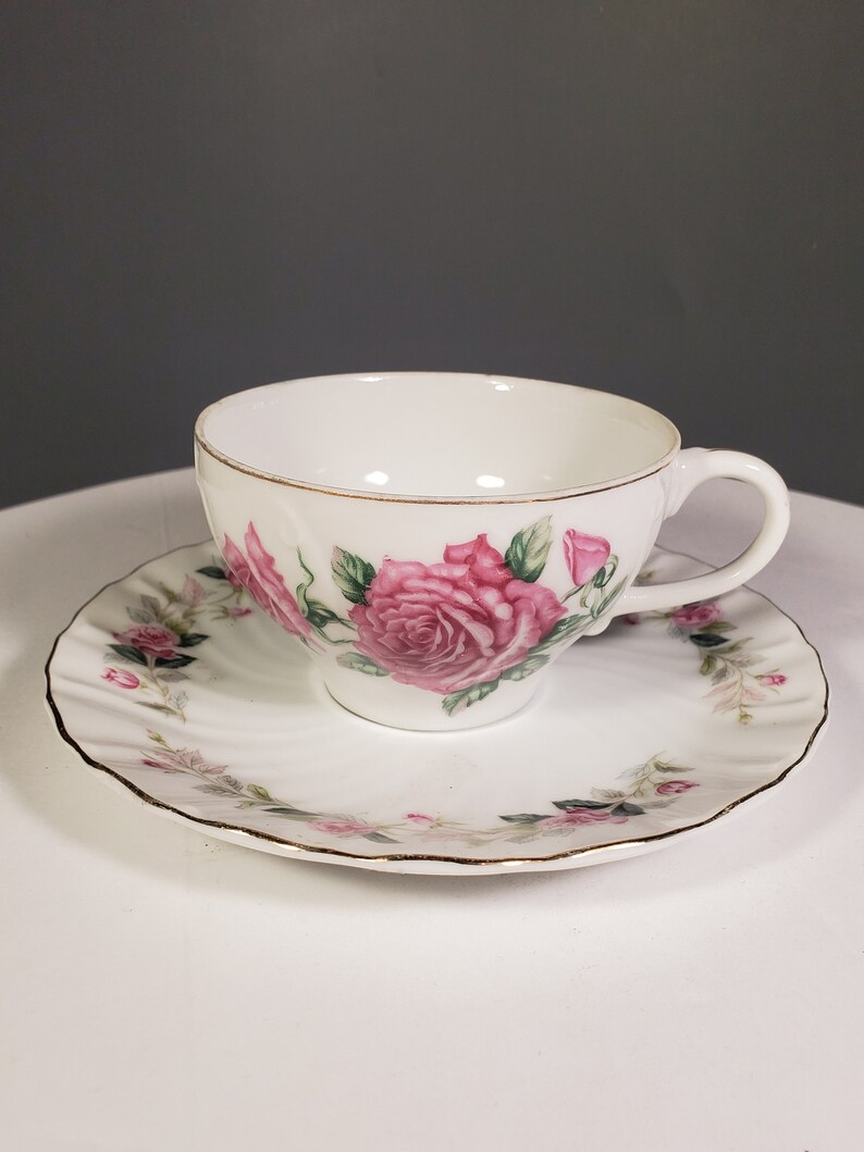 Ecko Products Rose Tea Cup and Saucer Vintage