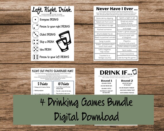 Drinking Printable Games 4 Game Bundle | Etsy