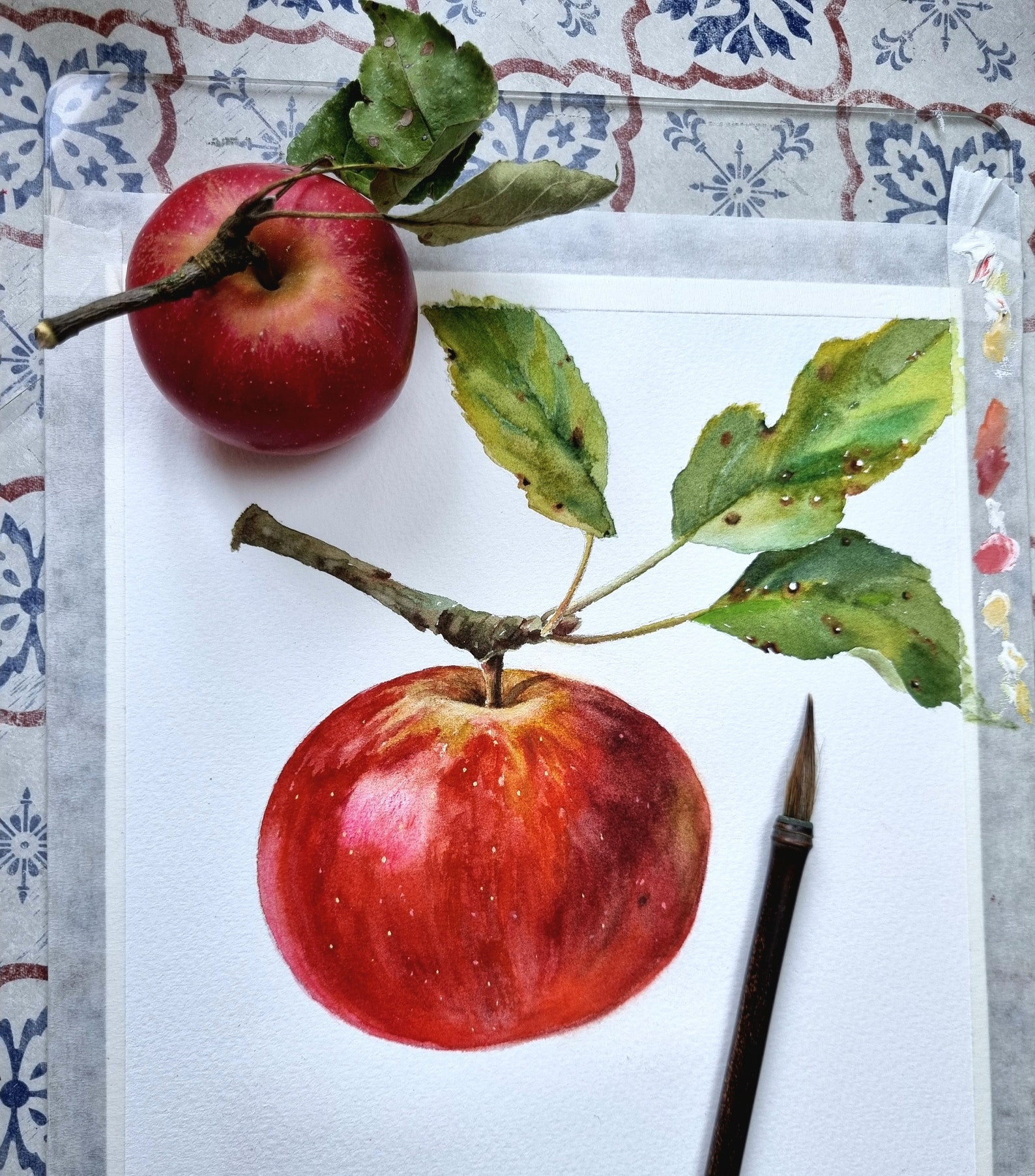 Red Apple ORIGINAL Painting Watercolor Botanical Art Apple Tree Wall ...