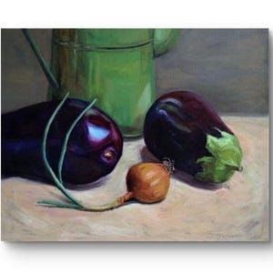 Kitchen Wall Art Vegetable Oil Painting Original Canvas Art Modern Still Life Cooking Artwork Food Painting 16x20 inches by AgureevaArt