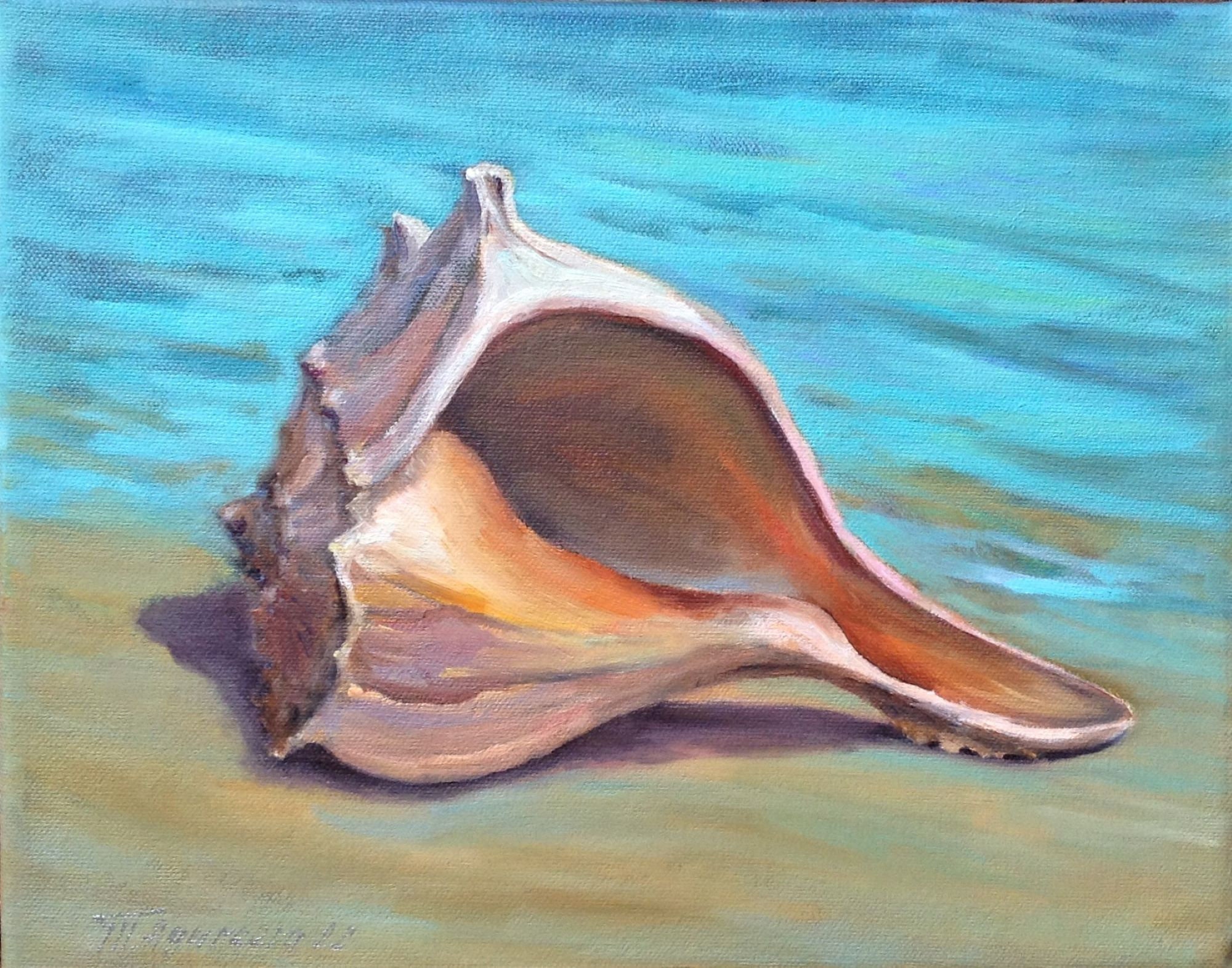 Seashell Painting Original Art Canvas Seashore Oil Painting Etsy