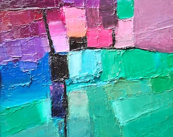 Abstract Oil Painting Original Textured Art 7x7 Inches Impasto