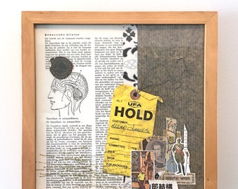 HOLD Jarvis found object & ephemera framed assemblage