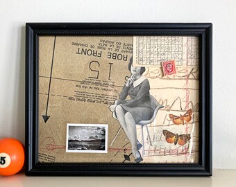 Dexter’s Lambs handmade framed ephemera collage