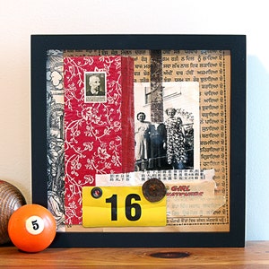 16Girlwatchers found object & ephemera framed assemblage