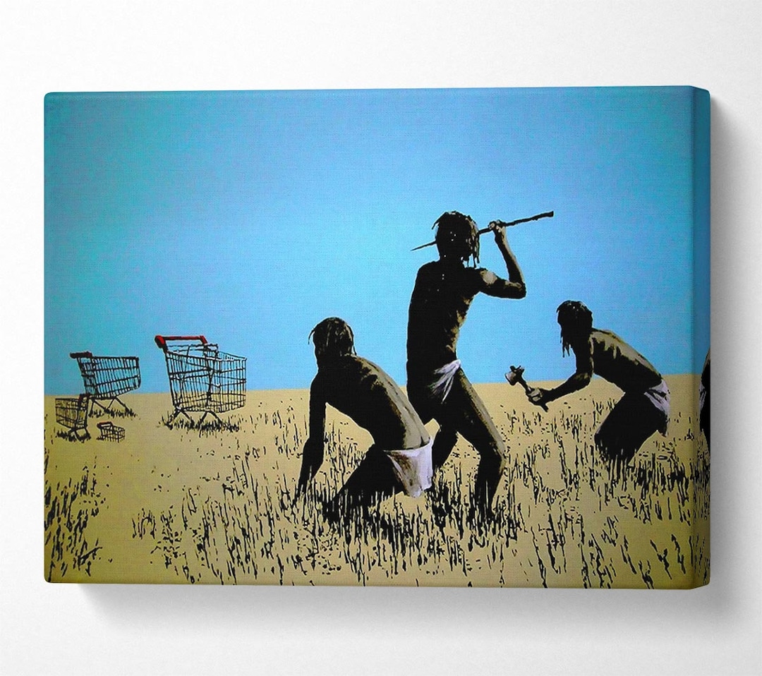Trolley Hunters Banksy Canvas Print Large Wall Art Poster Home Etsy