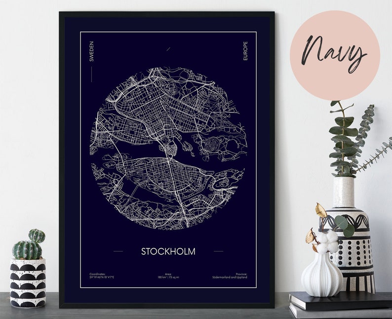 Stockholm Schweden Hauptstadt Karte Weltkarte Reise Gerahmt Etsy