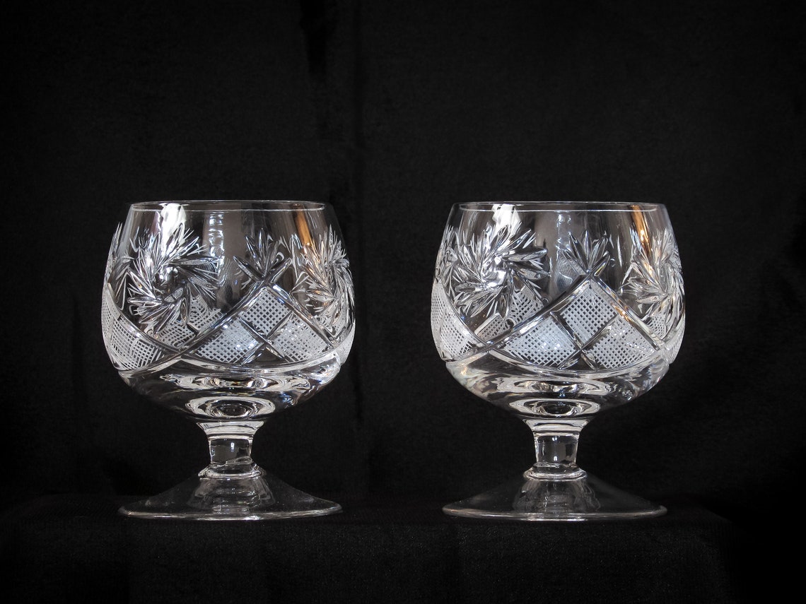 Set of 6 10oz Hand Made Vintage Crystal Glasses Brandy & Etsy