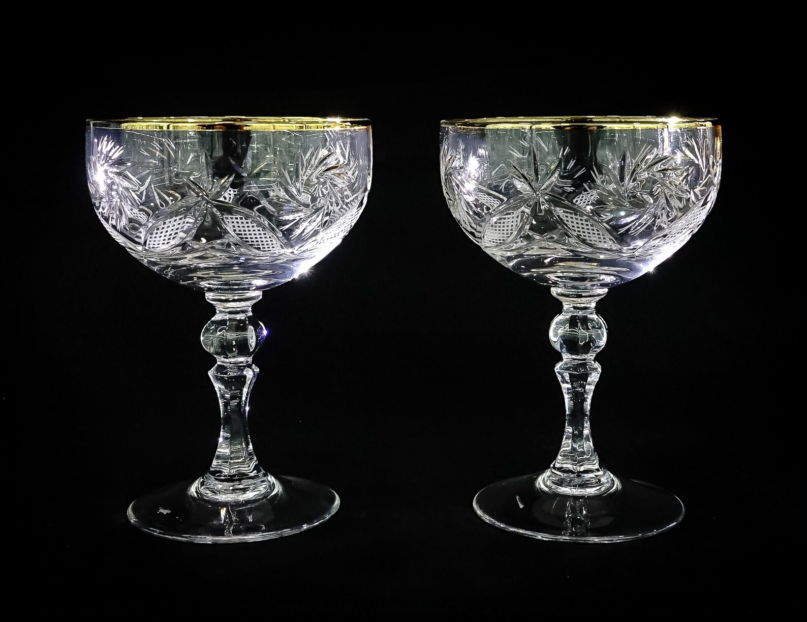 Neman 8 Oz Cut Crystal Champagne/Cocktail Coupe Glasses Set Etsy
