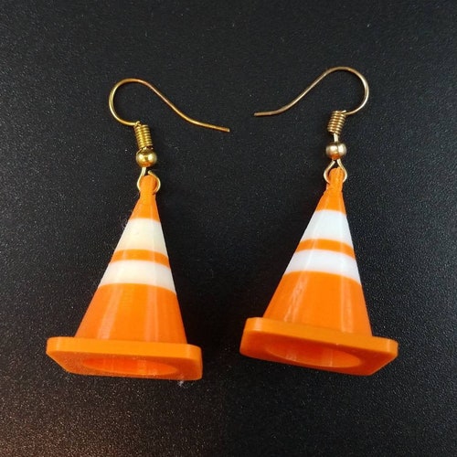 3D Printed Traffic Cone Earrings/necklace | Etsy