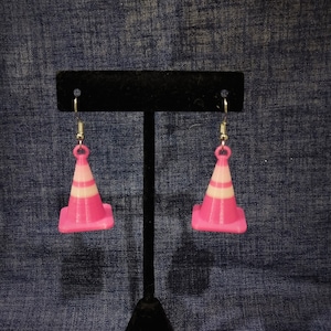 3D Printed Pink Traffic Cone Earrings