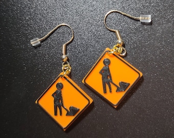 3D Printed Road Workers Sign Earring