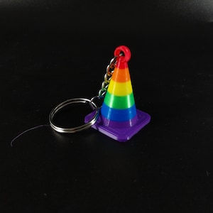 3D-geprinte regenboog verkeerskegel sleutelhanger