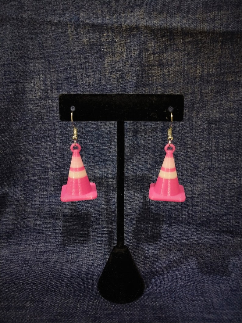 3D Printed Pink Traffic Cone Earrings Etsy
