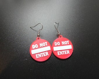 3D Printed Do Not Enter Sign Earrings