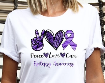 Epilepsy Shirt, Epilepsy Awareness Shirt, Peace Love Cure, Epilepsy Warrior, I Wear Purple Shirt, In November I Wear Purple, We Wear Purple