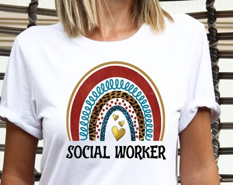 Social Worker Shirt, Rainbow Social Work T Shirt, Gift For Social Worker, Social Work Shirt, LSW Gift, MSW Gift, LCSW Gift, Graduation Gift