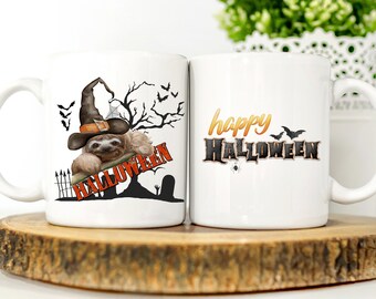 Sloth Mugs, Sloth Halloween Mug, Funny Sloth Mug, Sloth 11oz Coffee Mug, Sloth Lovers, Happy Halloween Mugs, For The Love Of Sloths Mugs