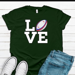 LOVE Rugby Shirt, Sports Fan TShirt, Rugby Fan Shirts, Rugby Gifts, Gift For Him, Rugby Lover Shirt, Rugby Shirts, Gift for Her, Rugby Fan
