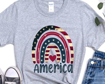 Camisas Americanas, Camisa Americana, Camisa Arco Iris Americana, 4 de Julio, 4 de Julio, Camisa del Día de la Independencia, Bandera Americana, Camisa del Orgullo Americano