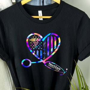 Custom NextCare American Flag Heart Shirt, Nextcare Urgent Care  Shirt, Nextcare Shirt, Urgent Care T Shirts, Healthcare Worker Shirts