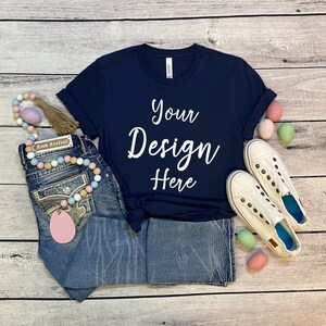 Bella Canvas 3001 Mockup, Easter Mockup, 3001 Bella Navy Mock Up, 3001 Bella Canvas, Bella 3001 Mockup, Bella 3001 Shirt, Easter 3001 Mock