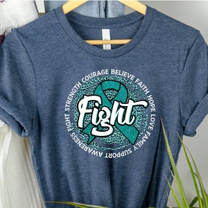 Cervical Cancer Shirt, Cancer Awareness Shirt, Gift For Cancer Survivor, I Wear Teal Shirt, Teal Ribbon Shirt, Cervical Cancer Awareness Tee